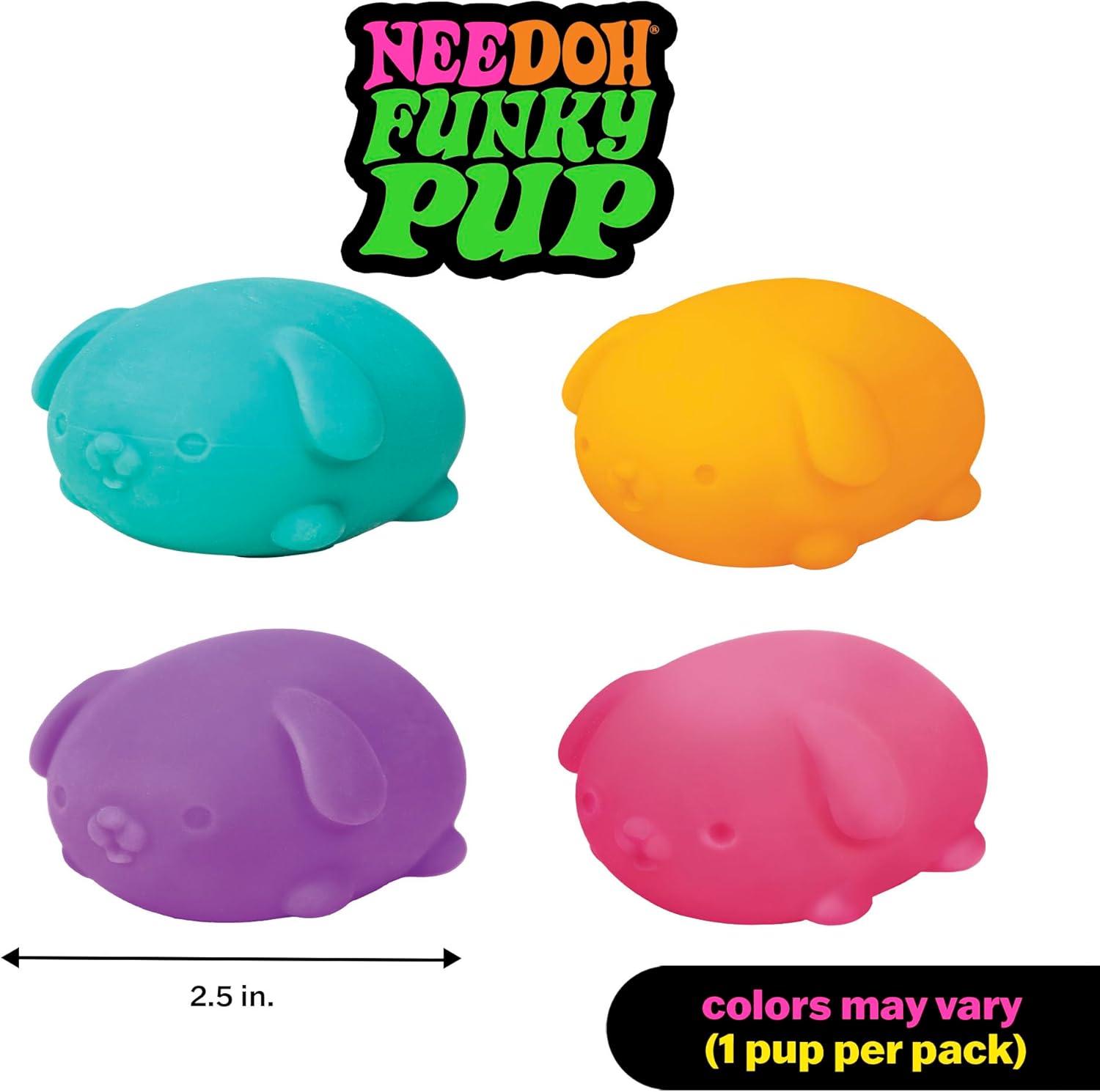 Schylling NeeDoh Funky Pups – Squishy Sensory Toy – Soft Dough Filling – Ages 3 and Up - Color May Vary; One Dog Per Pack - Image 6
